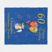 60th Birthday Celebration Blue Fleece Blanket (Voorkant (Horizontaal))