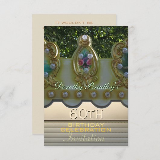 60th Birthday Celebration Carousel Custom Invite Kaart (Voorkant / Achterkant)