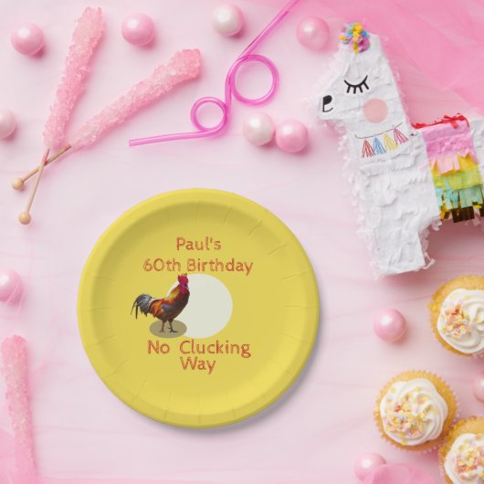 60th Birthday Chicken Personalized Fun Cusotm Papieren Bordje (Feest)