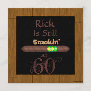 60th Birthday CIGAR-uitnodigingen HOUT LIJST Kaart