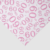 60th Birthday Cool Number Pattern Pink/White Tissuepapier (Detail)