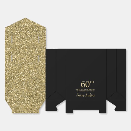 60th Birthday Gold Glitter Thank You Bedankdoosjes (Ongevouwen)
