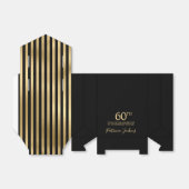 60th Birthday Gold Striped Thank You Bedankdoosjes (Uitgevouwen)