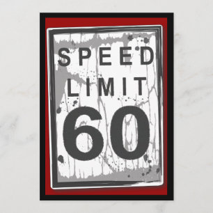 60th Birthday Grungy Speed Limit Sign Table Card Kaart