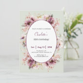 60th Birthday Invitation Purple Floral Watercolor (Debout devant)