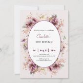 60th Birthday Invitation Purple Floral Watercolor (Devant)