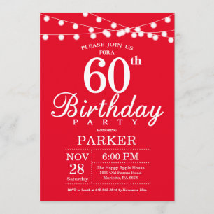 60th Birthday Invitation Red Kaart