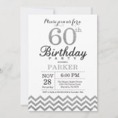 60th Birthday Invitation Silver Glitter Kaart (Voorkant)