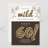 60th Birthday Leopard Folie Balloon Script Kaart (Voorkant)