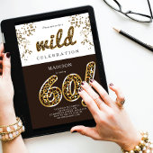 60th Birthday Leopard Folie Balloon Script Kaart