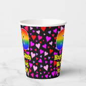 60th Birthday: Loving Hearts Pattern, Rainbow 60 Papieren Bekers (Links)