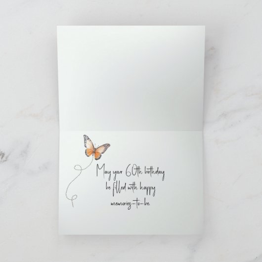 60th Birthday Monarch Butterfly On a Pencil Kaart (Binnen)