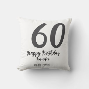 60th Birthday Naam toevoegen Datum Jaar Black sjab Kussen
