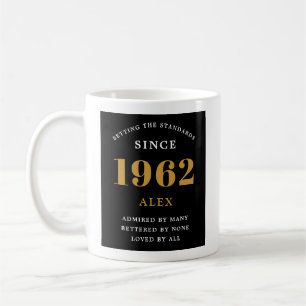 60th Birthday Name 1962 Black Gold Elegant Chic Koffiemok