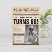 60th Birthday Newspaper Hoesje Humor Aangepaste fo Kaart (Staand voorkant)
