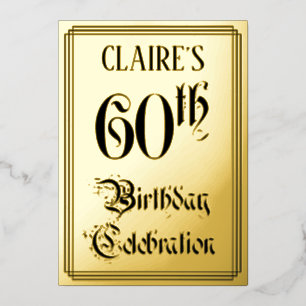 60th Birthday Party — Elegant Script + aangepaste Folie Uitnodiging