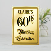 60th Birthday Party — Elegant Script + aangepaste  Folie Uitnodiging (Staand Voorkant)