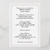 60th Birthday Party — Elegant Script + aangepaste  Folie Uitnodiging (Achterkant)