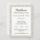 60th Birthday Party Gold and White Number Pattern Kaart (Voorkant)