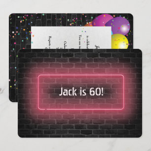 60th Birthday Party Neon bord on wall Kaart