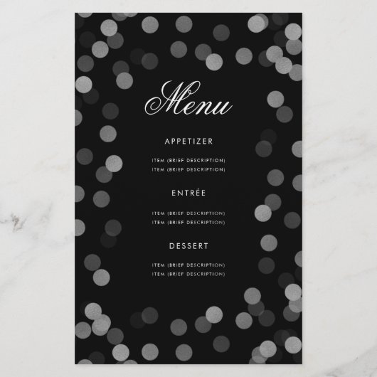 60th Birthday Party Program Silver Confetti Menu (Achterkant)