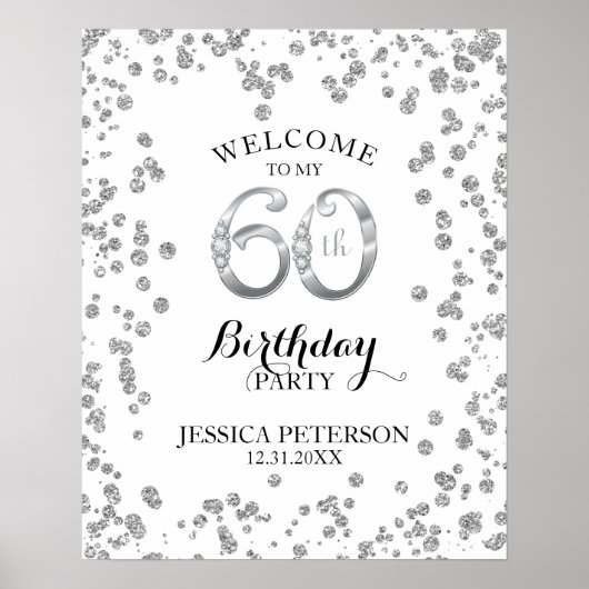 60th Birthday Party Welcome Sign Poster (Voorkant)