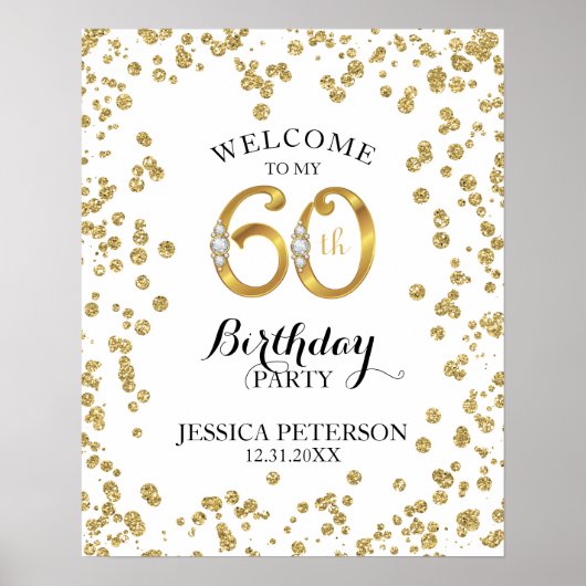 60th Birthday Party Welcome Sign Poster (Voorkant)