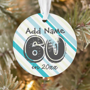 60th Birthday Personalize Name and Date Ornament