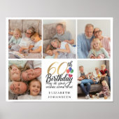 60th Birthday Photo Collage Script Typography Poster (Voorkant)