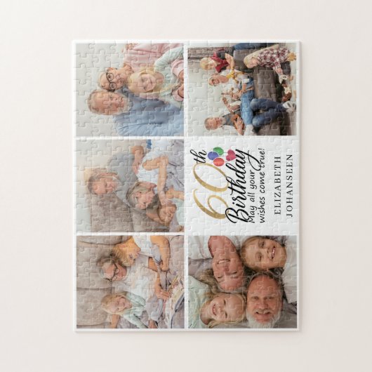60th Birthday Photo Collage sixty years old Script Legpuzzel (Verticaal)
