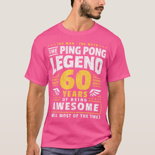 60Th Birthday Ping Pong Player 60 Years Old Table T-shirt (Voorkant)