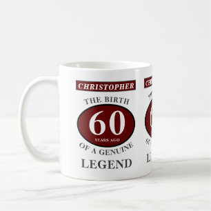 60th Birthday Red Genuine Legend Jouw naam toevoeg Koffiemok