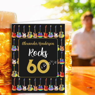 60th birthday Rock and Roll gitaar toevoegen Naam Kaart