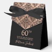 60th Birthday Rose Gold Damask Thank You Bedankdoosjes (Voorkant)