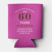 60th Birthday Roze zwart wit Jouw namen toevoegen Blikjeskoeler (Voorkant)