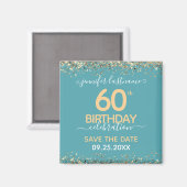 60th Birthday Save the Date Magnet Magneet (Voorkant / Achterkant)