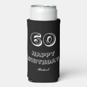 60th Birthday Script Custom Name Black White (Seltzer Voorkant)