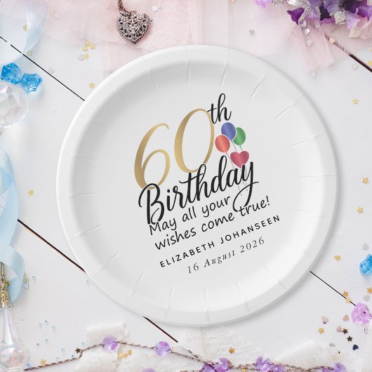 60th Birthday Script Gold Typography Modern Party Papieren Bordje