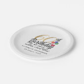 60th Birthday Script Gold Typography Modern Party Papieren Bordje (Gekanteld)