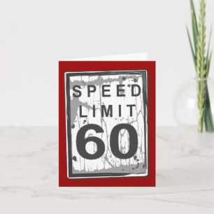 60th Birthday Speed Limit Thank You Notecard Bedankkaart