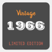 60th Birthday Sticker – Vintage 1966 Black & Gold  (Devant)