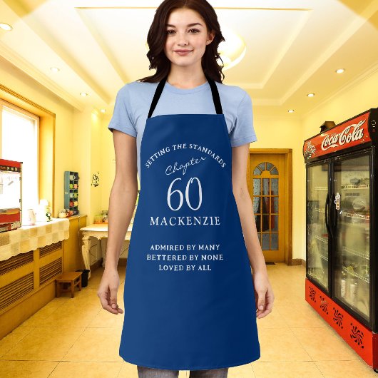 60th Birthday Voeg de naam Elegant Blue en White t Schort