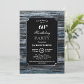 60th Birthday Wood Party Invitation Kaart (Staand voorkant)