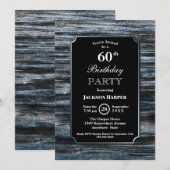 60th Birthday Wood Party Invitation Kaart (Voorkant / Achterkant)