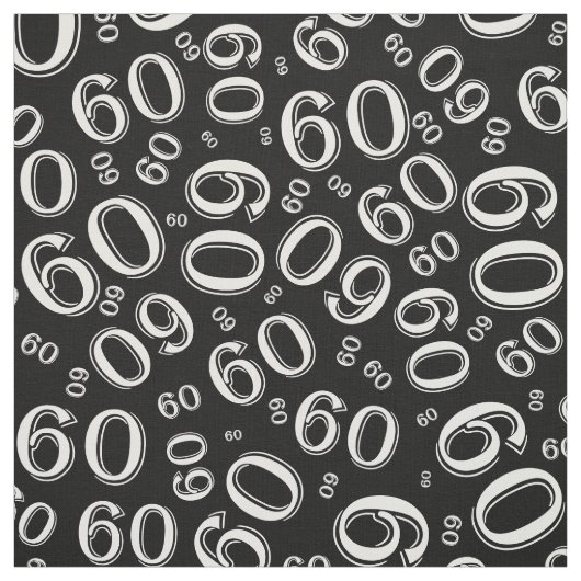 60th Black & White Random Number Pattern 60 Stof (Swatch)