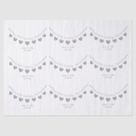 60th Diamond Huwelijksverjaardag tissuepapier (Voorkant)