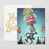 60th Funny Grandpa Balancing Birthday Cartes de gâ (Devant / Derrière)