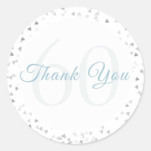 60th Jubileum Hearts Confetti Dank u Ronde Sticker (Voorkant)