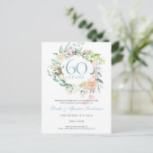 60th Jubileum Save the Date Rozen Greenery Briefkaart (Staand voorkant)