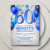 60th Mens Blue Anniversaire Invitation